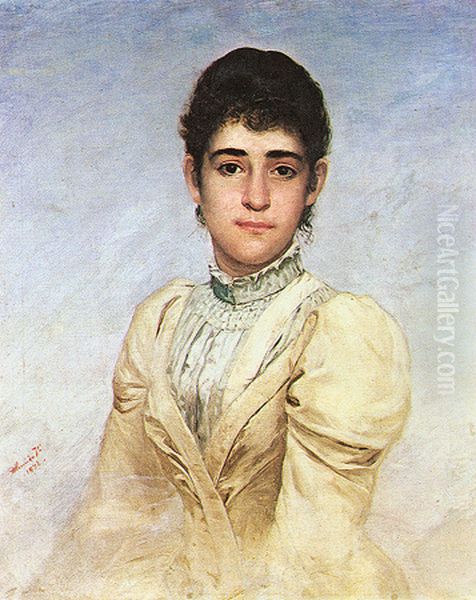 Portrait of Joana Liberal da Cunha Oil Painting by Jose Ferraz De Almeida Junior
