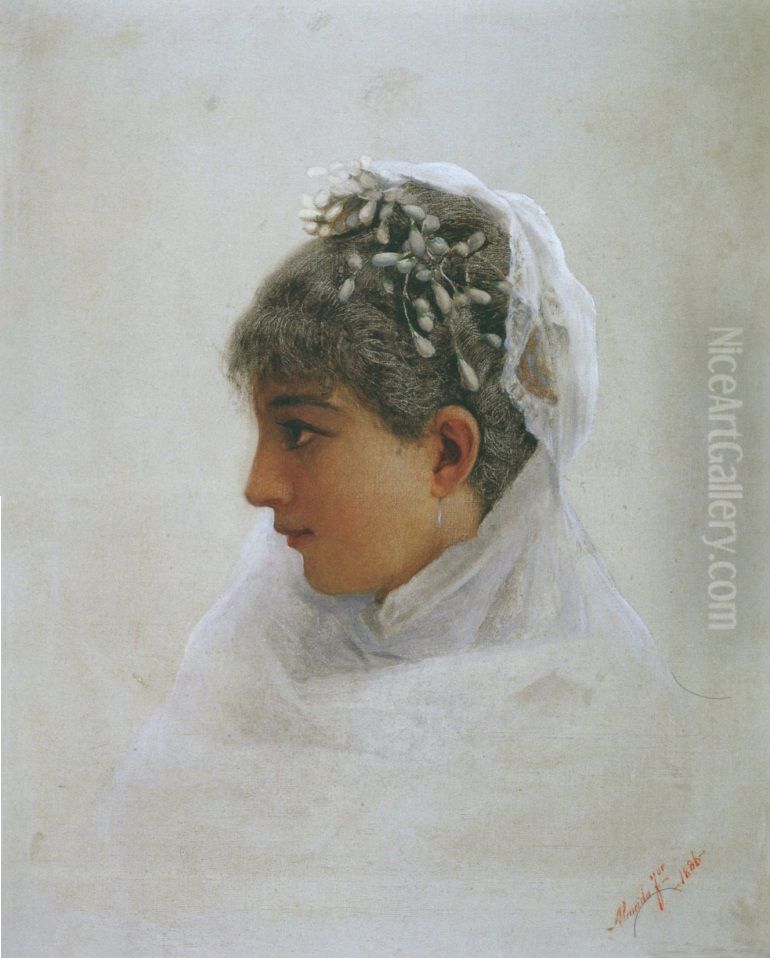 The bride Oil Painting by Jose Ferraz De Almeida Junior