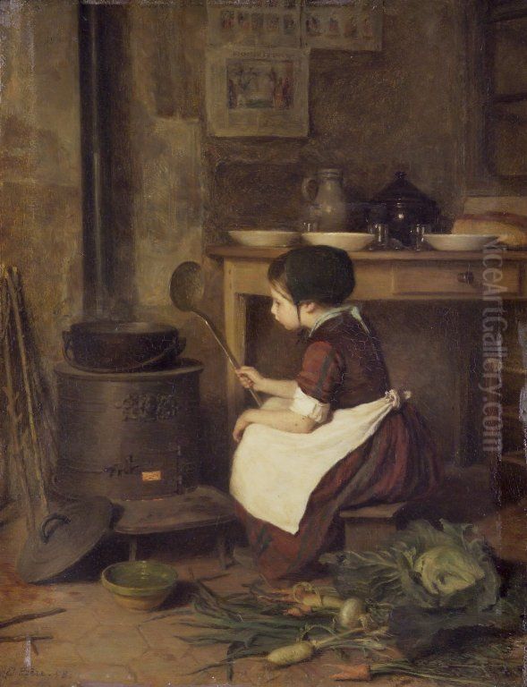 La Petite cuisiniere Oil Painting by Pierre Edouard Frere