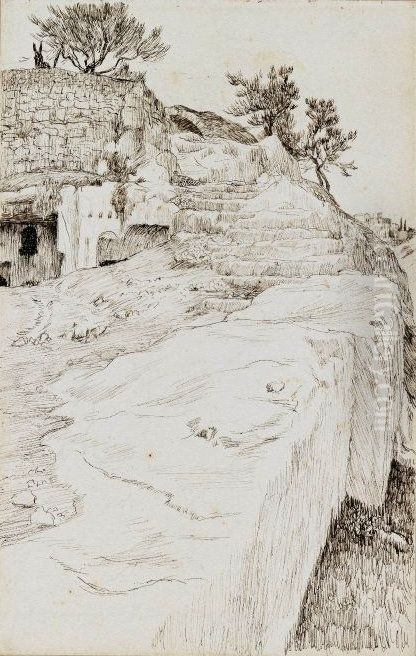 Tombs in the Valley of Hinnom Oil Painting by James Jacques Joseph Tissot