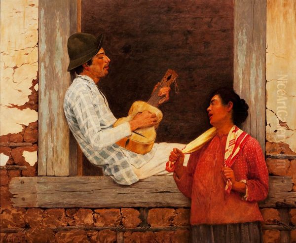 The Guitar Player Oil Painting by Jose Ferraz De Almeida Junior