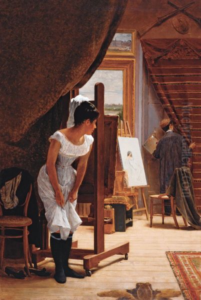 The Inopportune Oil Painting by Jose Ferraz De Almeida Junior
