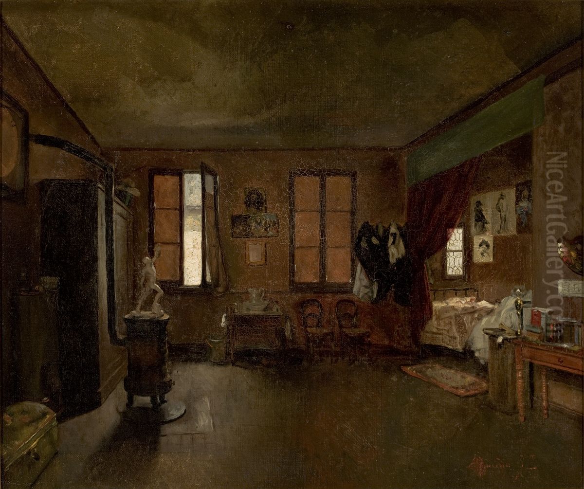 O Atelie do Artista Oil Painting by Jose Ferraz De Almeida Junior