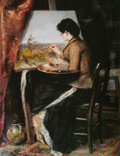 At the studio Oil Painting by Jose Ferraz De Almeida Junior