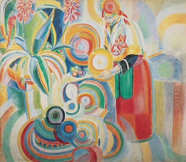 Portuguese Woman Oil Painting by Robert Delaunay