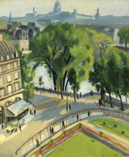 View from Quai du Louvre Oil Painting by Robert Delaunay