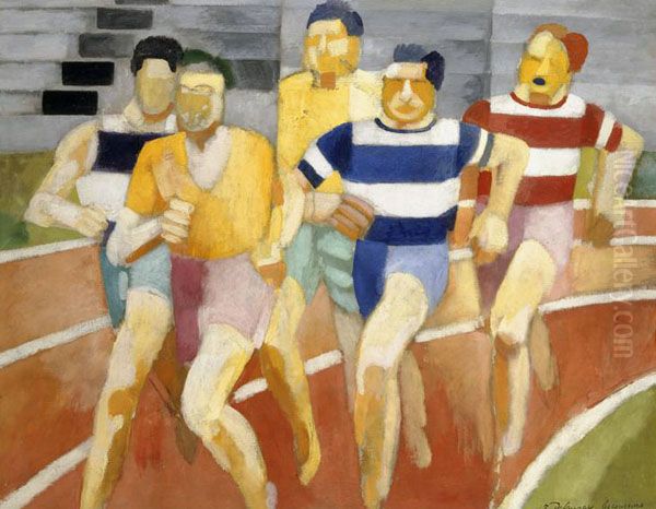 The Runners Oil Painting by Robert Delaunay