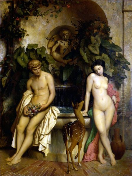 An Idyll (Daphnis and Chloe) Oil Painting by Jean-Leon Gerome