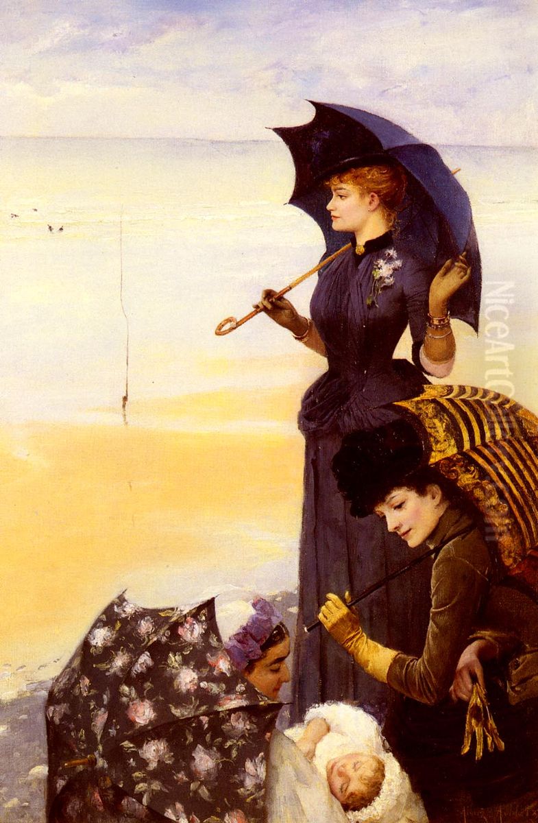 Sur la plage, Le Treport Oil Painting by Albert Aublet
