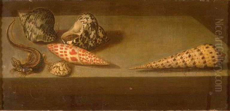 Lizard and Shells Oil Painting by Balthasar Van Der Ast