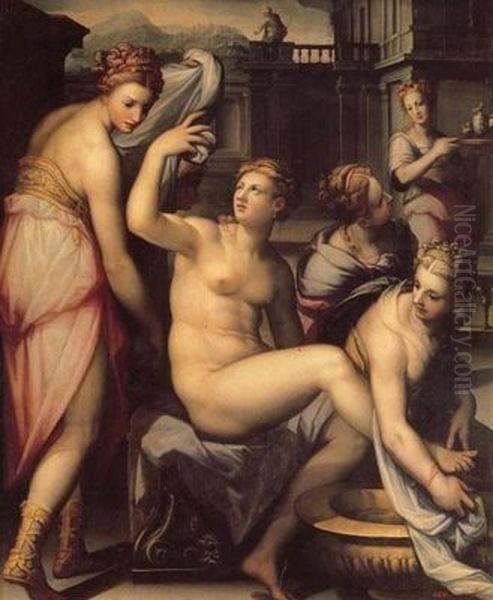 Bathsheba at her Toilette Oil Painting by Giovanni Batista Cipriani