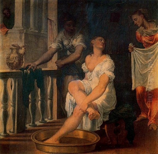 Bethsabea al bagno Oil Painting by Domenico Riccio