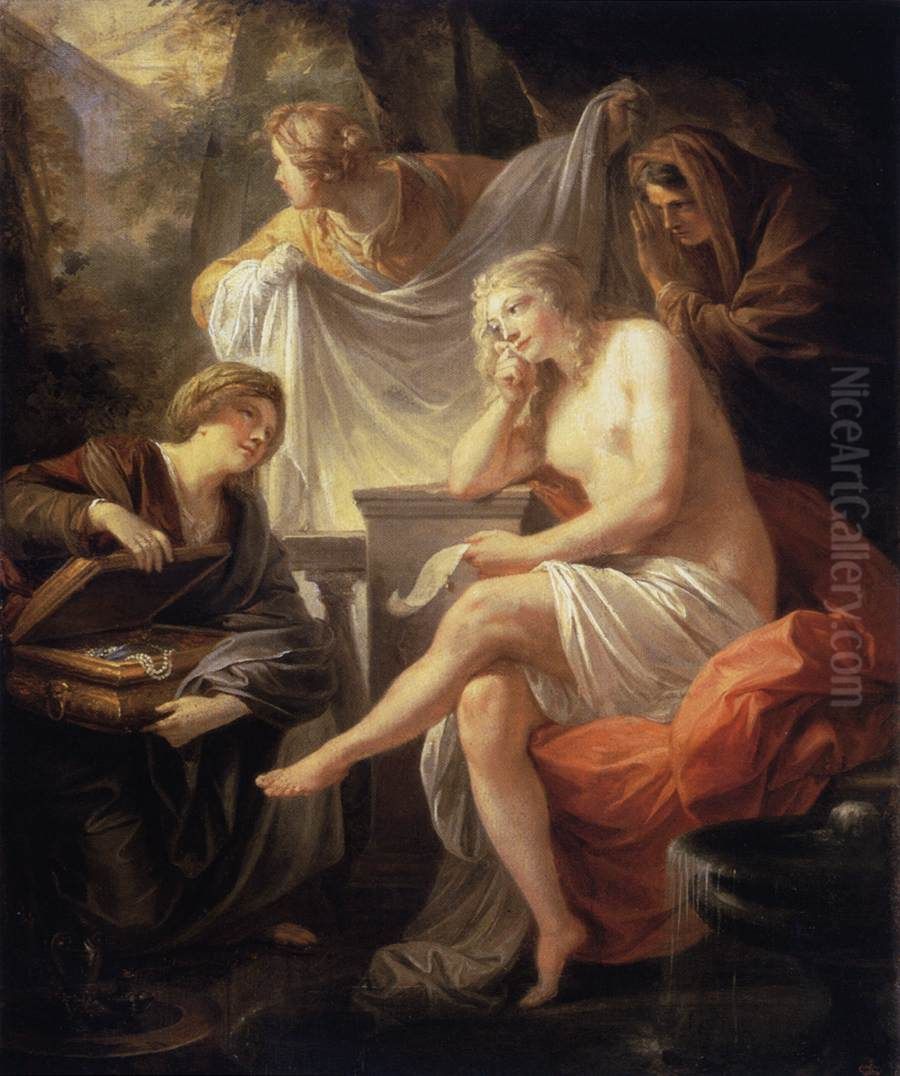 Bathsheba at her bath Oil Painting by Heinrich Fuger