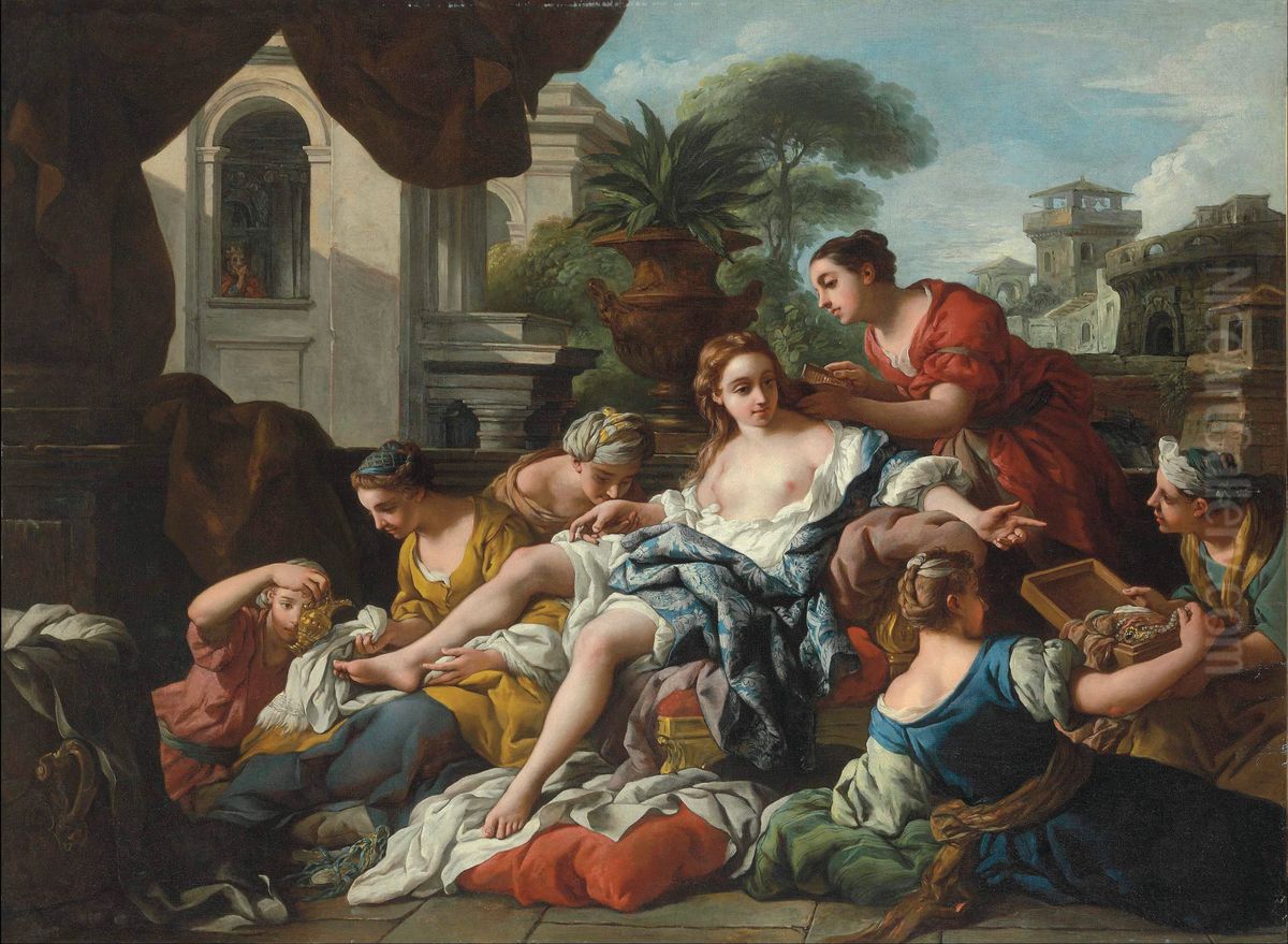 Bathsheba at her Bath Oil Painting by Jean-Francois de Troy
