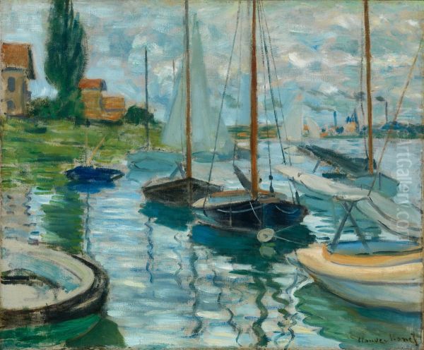 Bateaux sur la Seine a Gennevilliers Oil Painting by Claude Monet