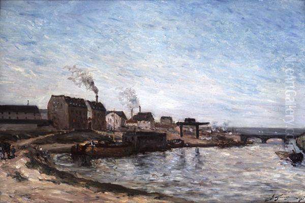 The Seine at Pont de Grenelle Oil Painting by Paul Gauguin