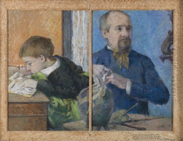 The Sculptor Jean Paul Aube (1837-1916) and his son Emile Oil Painting by Paul Gauguin