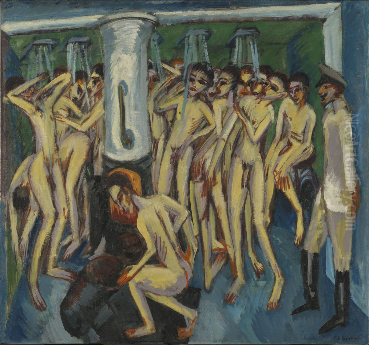 The soldier bath / Artillerymen / Artillerymen in the Shower Oil Painting by Ernst Ludwig Kirchner