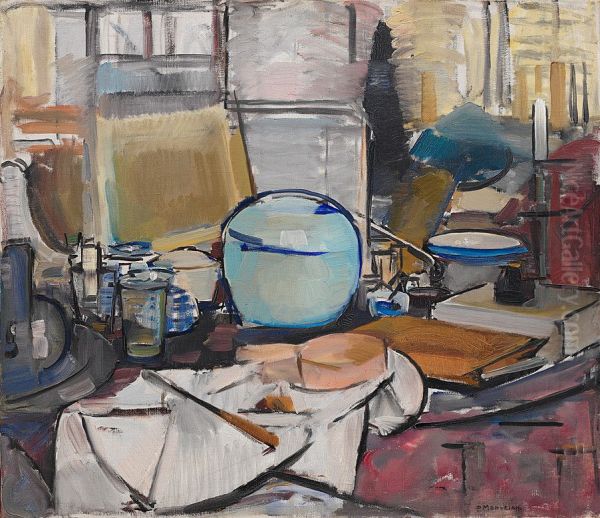 Stilleven met gemberpot 1 Oil Painting by Piet Mondrian