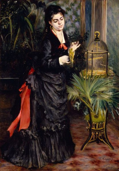 Femme a la perruche Oil Painting by Pierre Auguste Renoir