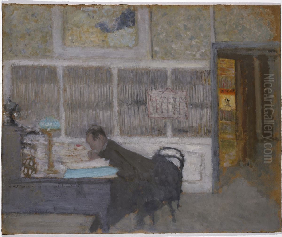A la revue blanche (Portrait de Felix Feneon). Oil Painting by Jean-Edouard Vuillard