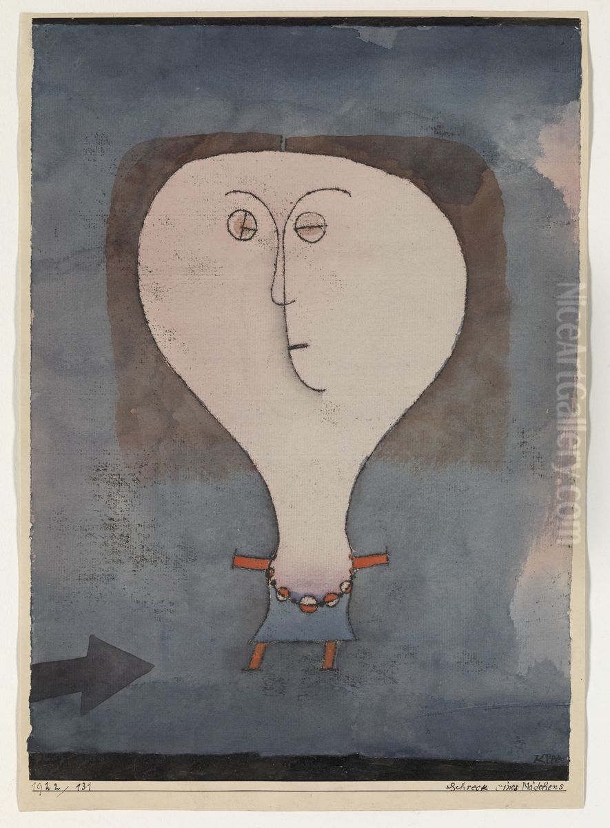 Fright of a Girl. Oil Painting by Paul Klee