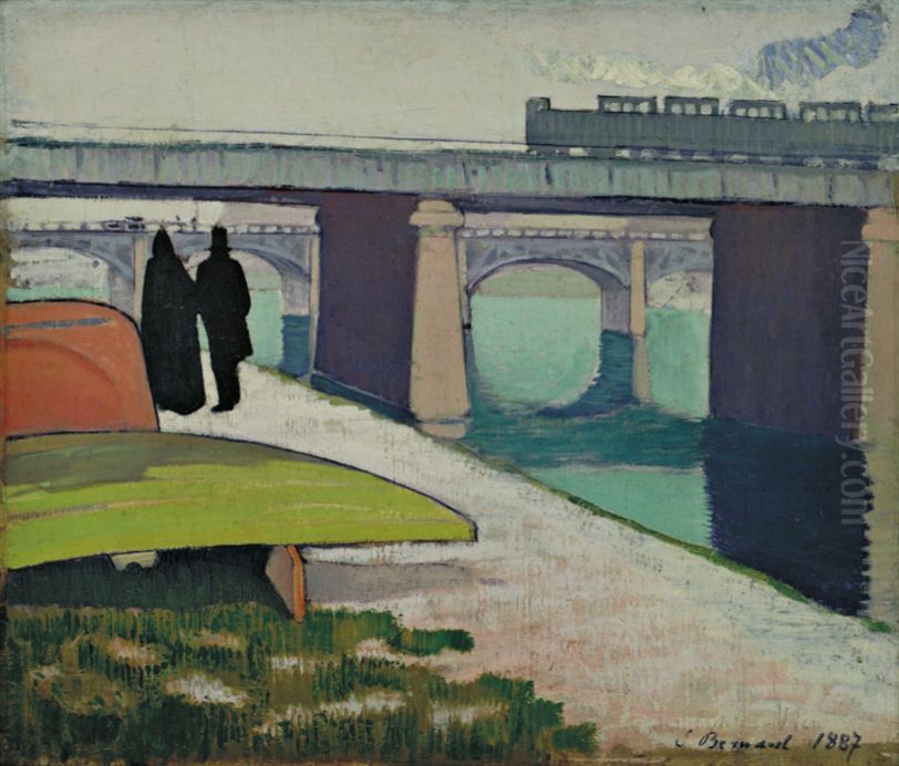 Iron Bridges at Asnieres Oil Painting by Emile Bernard