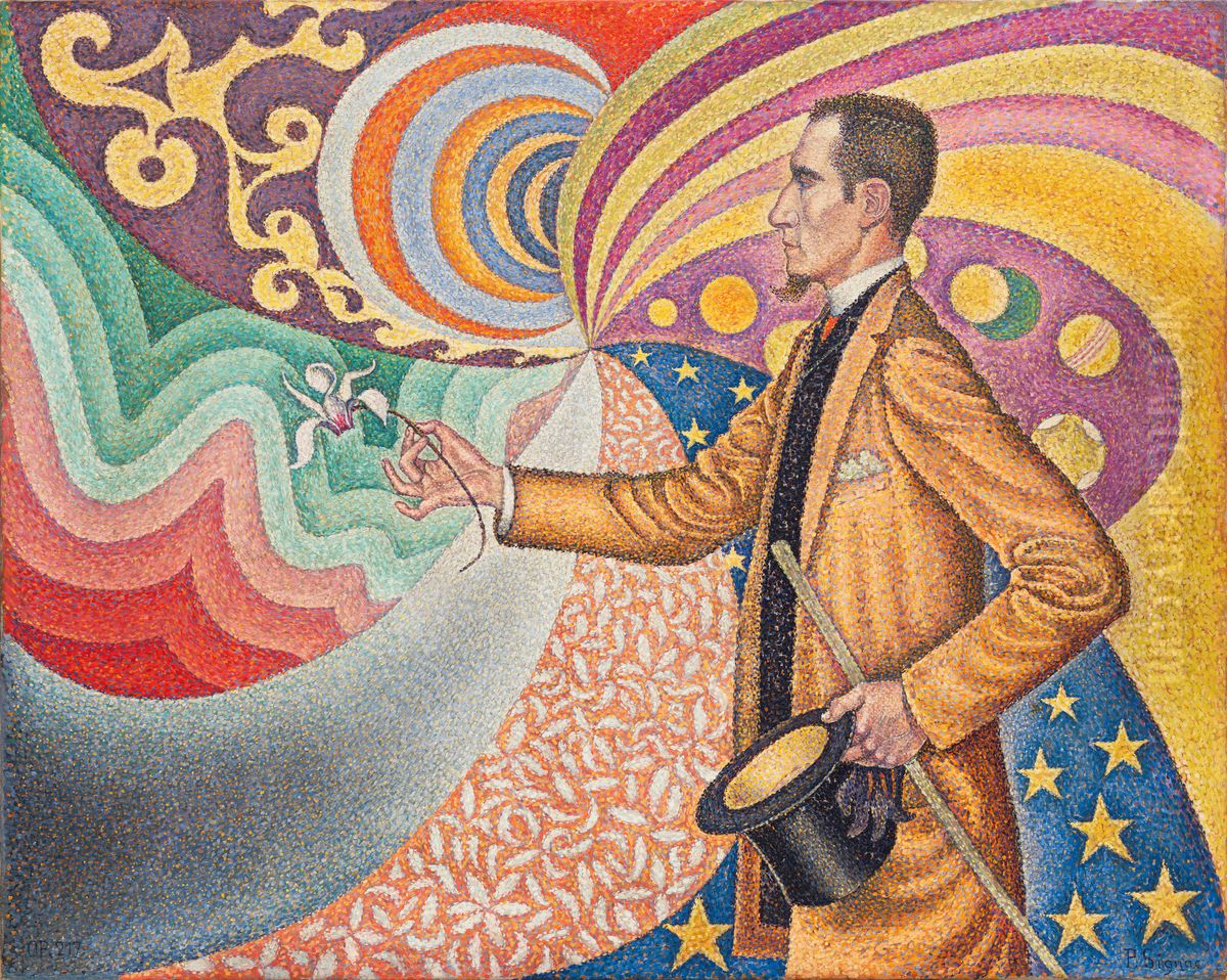 Opus 217. Sur l'email d'un fond rythmique de mesures et d'angles, de tons et de teintes, Portrait de M.Felix Feneonen 1890 Oil Painting by Paul Signac