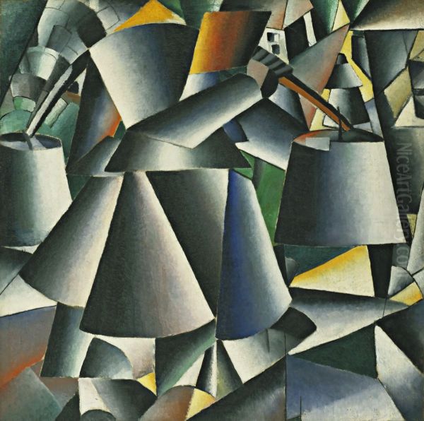 Dynamic Arrangement Oil Painting by Kasimir Sevrinovitch Malevich