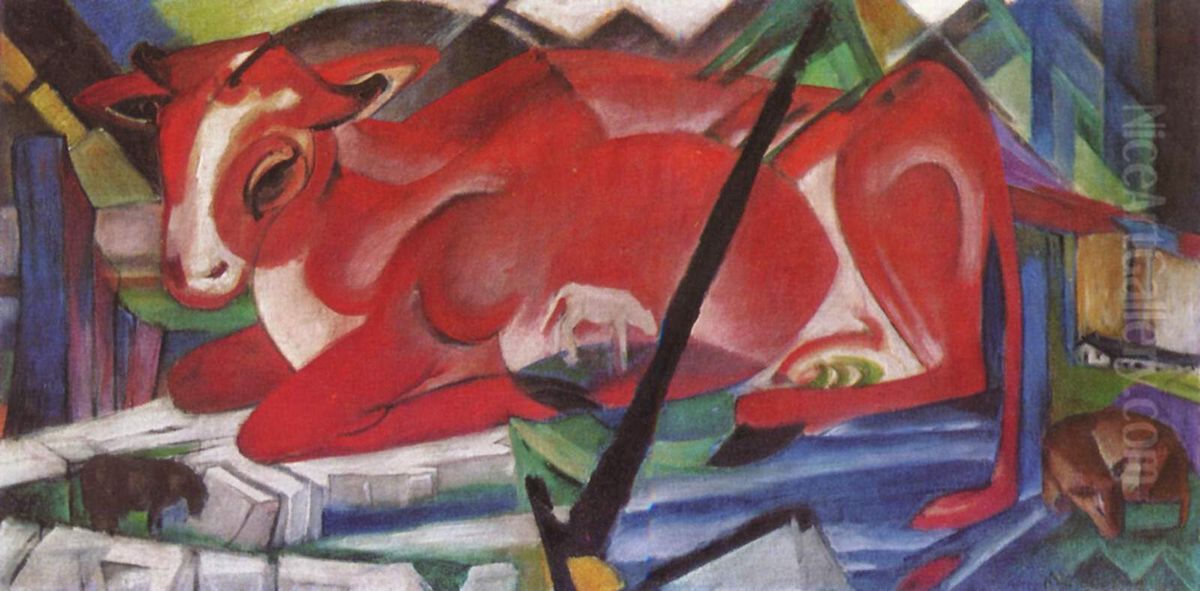 The World Cow Oil Painting by Franz Marc