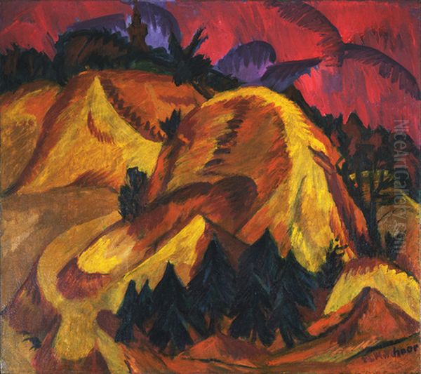 Sandberge Engadin Oil Painting by Ernst Ludwig Kirchner