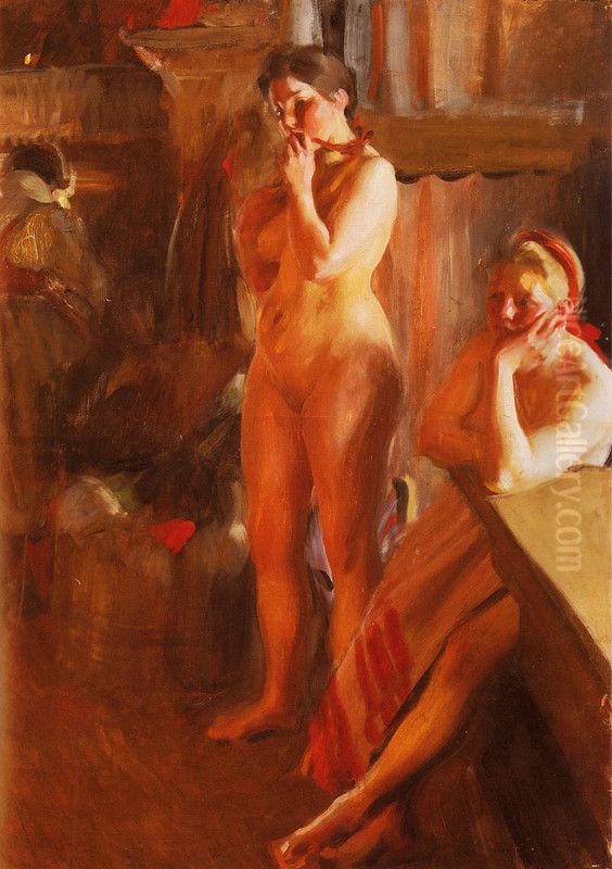By the fire Oil Painting by Anders Zorn