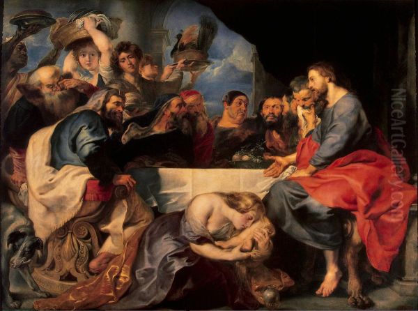 Christ at Simon the Pharisee Oil Painting by Peter Paul Rubens