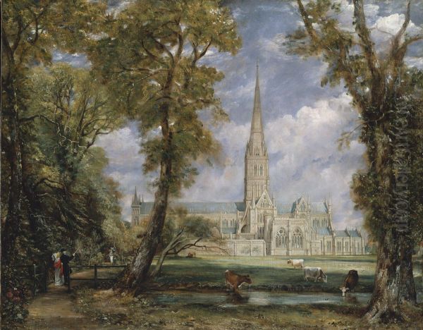 Salisbury Cathedral from the Bishop's Grounds Oil Painting by John Constable