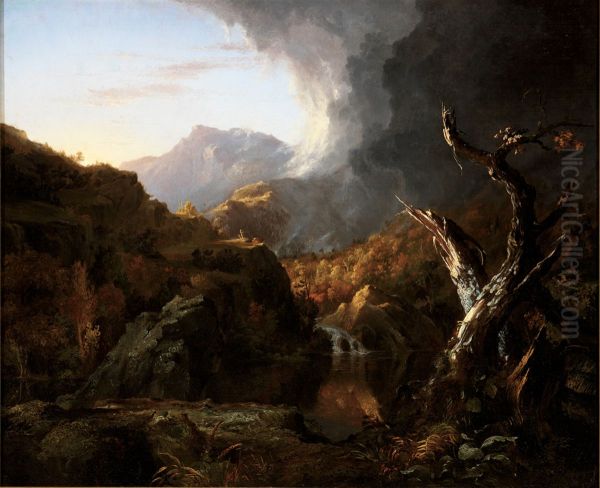 Landscape (Landscape with Tree Trunks) Oil Painting by Thomas Cole