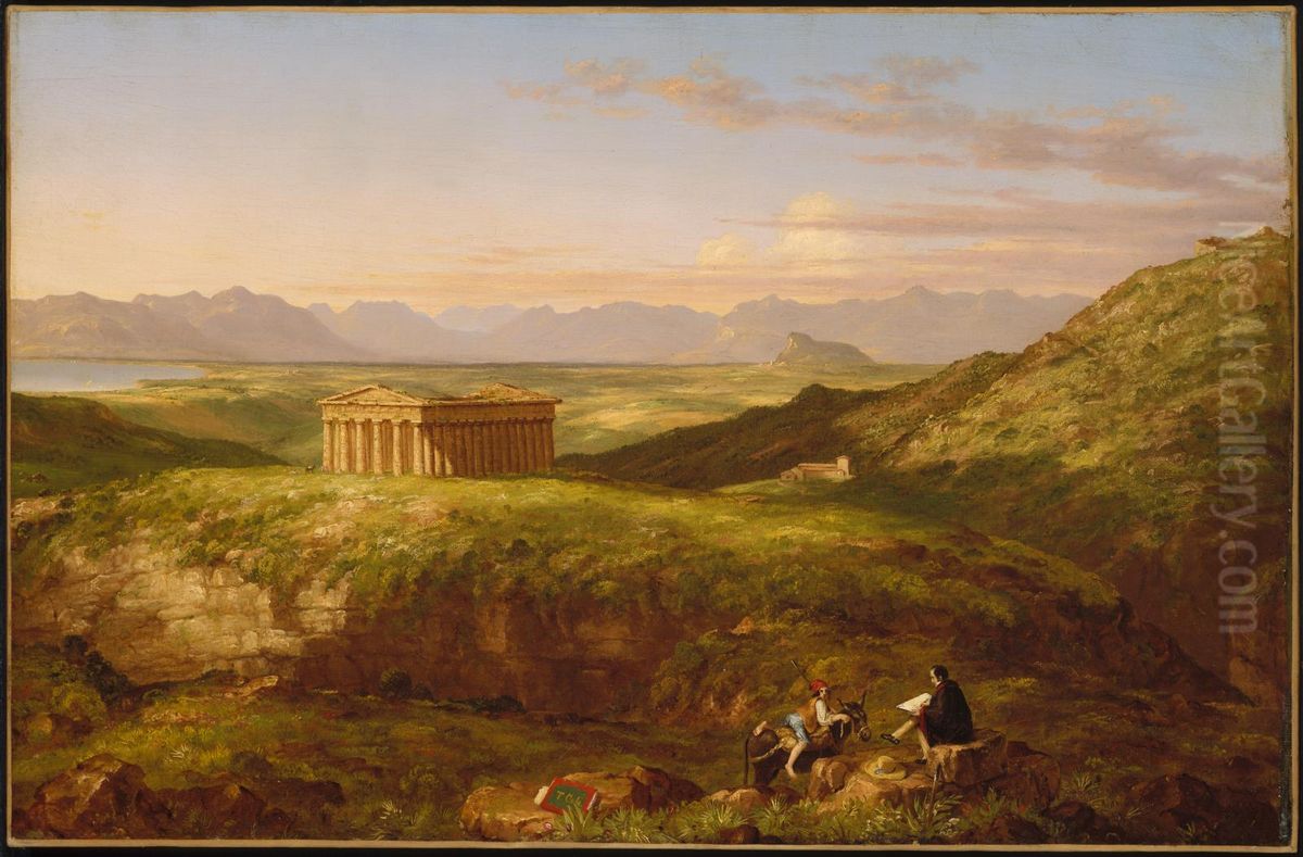 TheTemple of Segestawith the Artist Sketching Oil Painting by Thomas Cole
