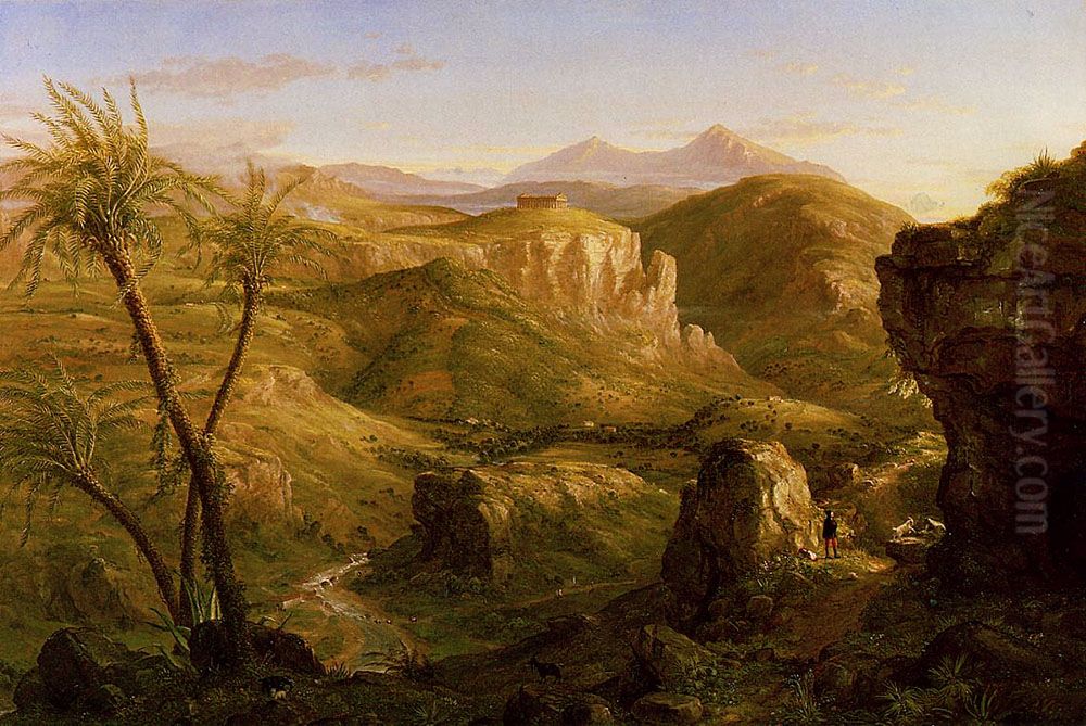 The Vale of Calatafimi andTemple of Segesta, Sicily Oil Painting by Thomas Cole
