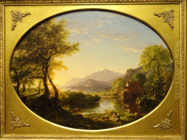 The Mill, Sunset Oil Painting by Thomas Cole