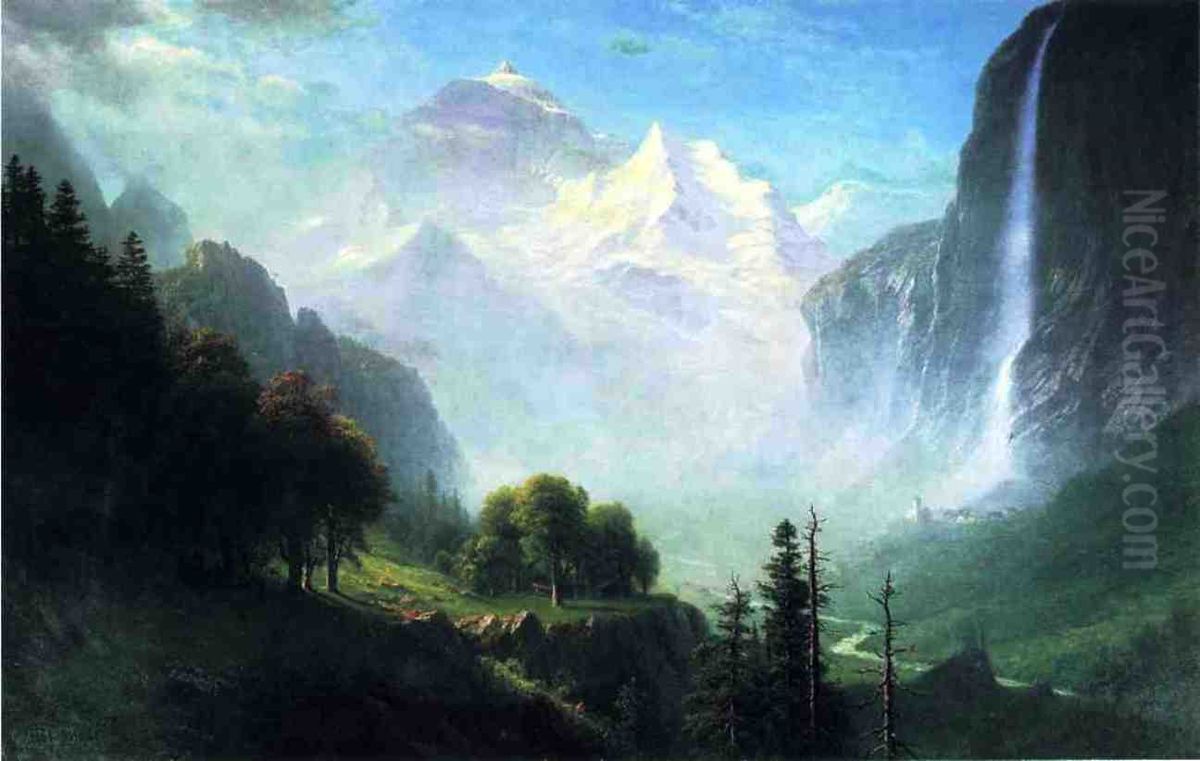 Staubbach Falls, Near Lauterbrunnen, Switzerland Oil Painting by Albert Bierstadt