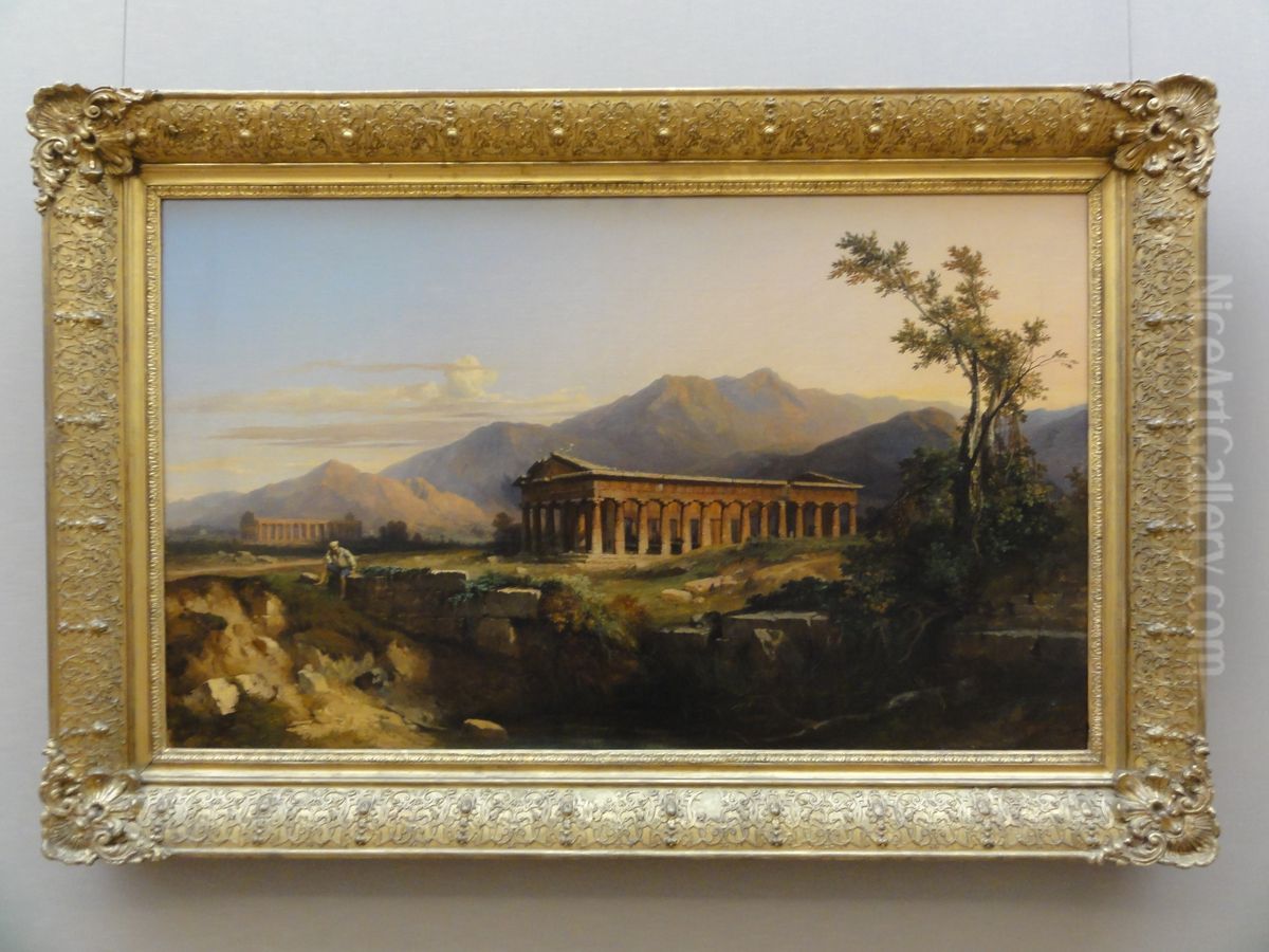 Der Poseidontempel in Paestum Oil Painting by Jules Louis Phillipe Coignet
