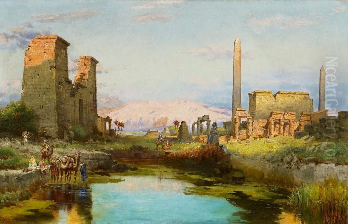 Morning mood at the lake of Karnak Oil Painting by Carl Wuttke Morning mood at the lake of Karnak Oil Painting by Carl Wuttke