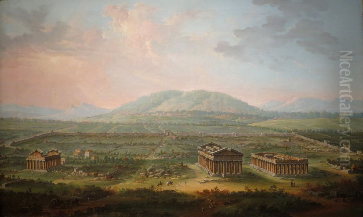 A View of Paestum Oil Painting by Antonio Joli
