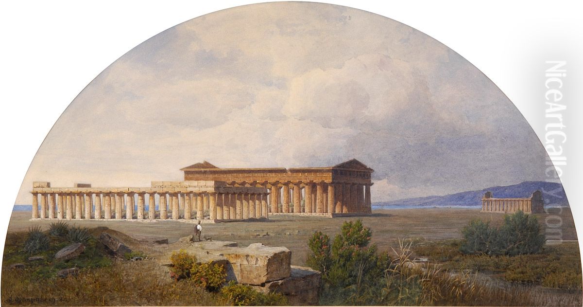 Temples of Paestum Oil Painting by Louis Spangenberg