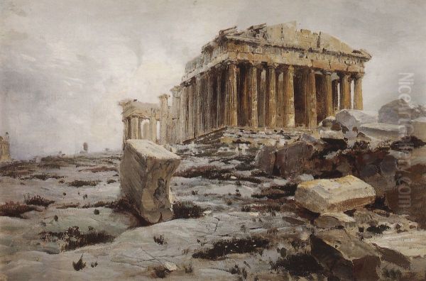 Parfenon. Hram Afiny-Parfenos Oil Painting by Vasily Polenov