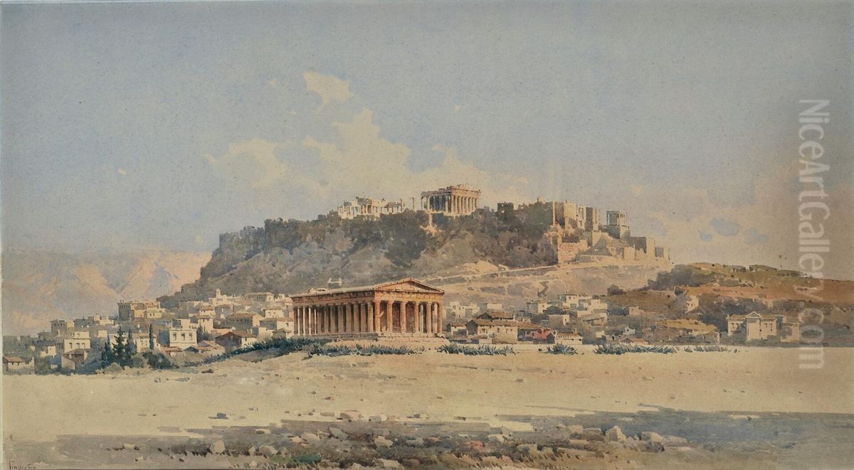 Thiseio and the Acropolis Oil Painting by Angelos Giallinas
