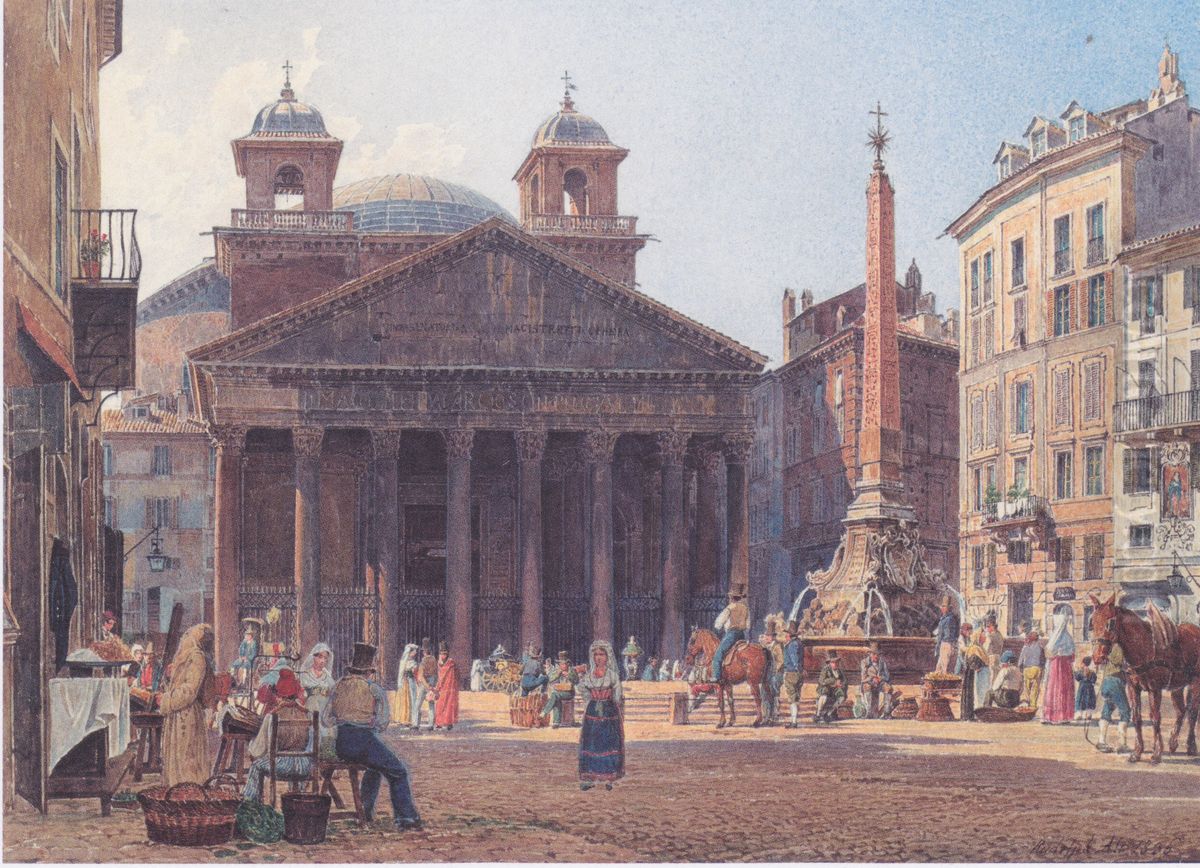 Das Pantheon und die Piazza della Rotonda in Rom Oil Painting by Rudolf von Alt