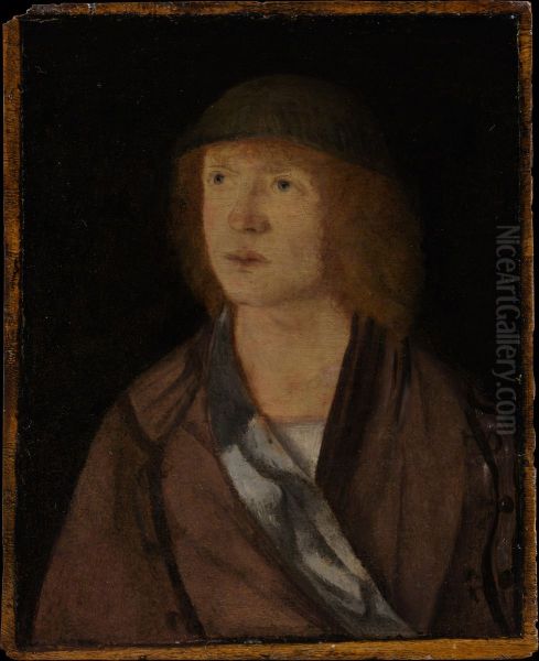 Portrait of a Young Man; (reverse) Girl Making a Garland Oil Painting by Hans von Kulmbach