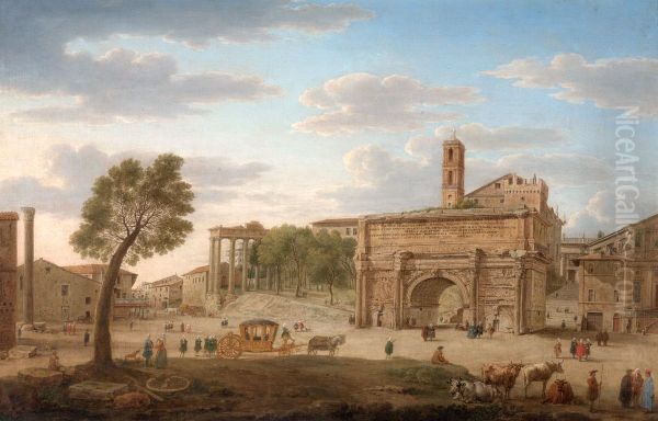 Hadrian's Arch, Rome Oil Painting by Hendrik Frans Van Lint