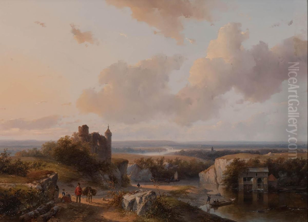 Summer Panorama Oil Painting by Andreas Schelfhout