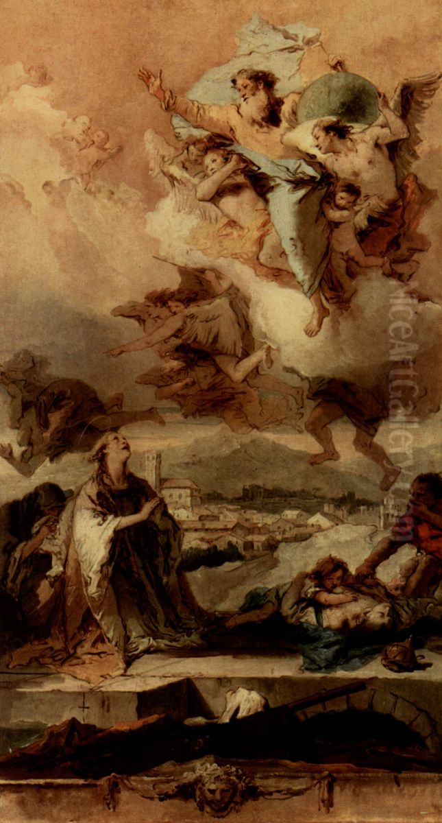 Hl. Thekla befreit Este von der Pest Oil Painting by Giovanni Battista Tiepolo